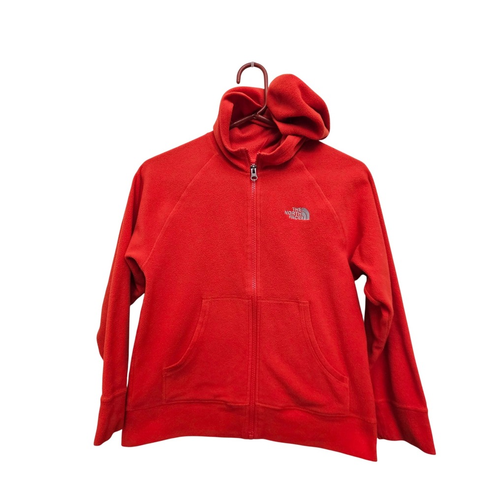 The North Face Fleece Hoodie Boys M Red Full Zip Hooded Jacket Outdoor Gorpcore